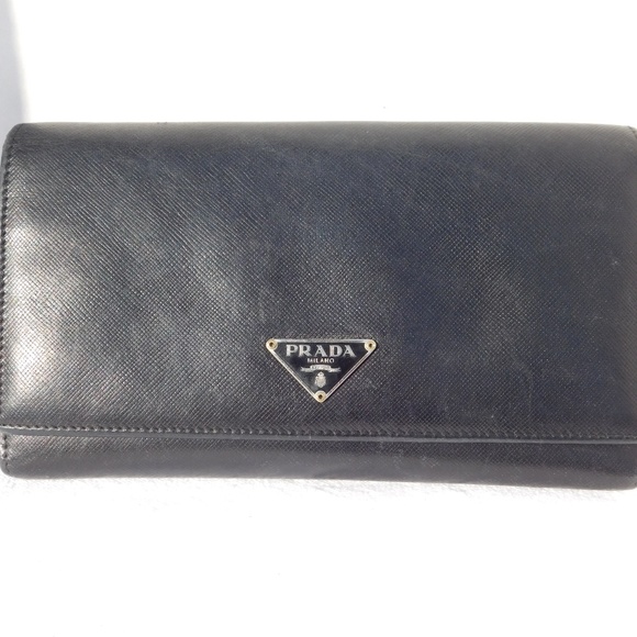 Prada Handbags - SOLD-AUTHENTIC PRADA LONE BI-FOLD WALLET BLACK